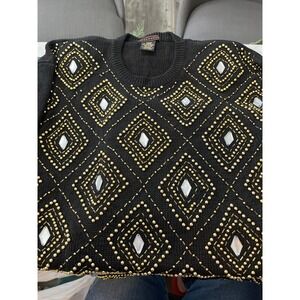 VINTAGE Yarn Works Women Black Sweater‎ L